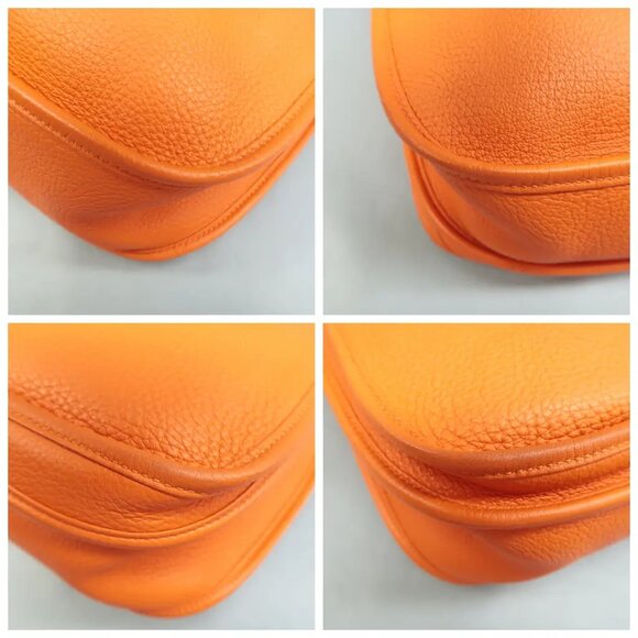 100% Authentic Hermes Evelyne Orange Leather Shoulder bag - Picture 6 of 12